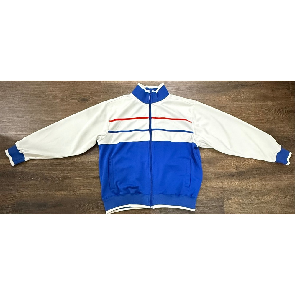 Russo Collection Track Jacket Mens 2XL Blue White Red Full Zip Retro